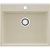 PRIMAGRAN Lavello da Cucina Beige 58x50cm, Lavandino in Granito a 1 vasca + Sifone Classico, Lavabo da Cucina Incasso al Mobile 60cm - Riga S310
