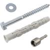 AERZETIX - Kit di 4 tasselli con flangia smussata Ø10x80 mm in nylon + 4 viti tirafondo Ø7x80 mm + 4 rondelle larghe per bullone M8 + 1 bussola esagonale da 1/4 SW12 per avvitare