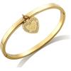 JINHUI Bracciale rigido da donna in oro con cuore Charn, braccialetto da donna placcato oro 18 carati, delicato sottile e piccolo, impilabile con diamante sintetico di zirconia cubica, 16,5 cm (oro), Large