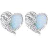 JFASHOP Ali d'Angelo Orecchini in Argento Sterling 925 con Opale a Forma di Cuore - Ipoallergenici - Regalo per Ragazze, Donne e Bambini