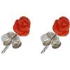 gioiellitaly Orecchini piccoli donna a lobo rosa di corallo rosso naturale del Mediterraneo chiusura perno e farfallina in argento 925 gioiello artigianale da bambina ragazza donna