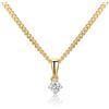 MIORE Collana Donna con Pendente Solitario Diamante in Oro Giallo Massiccio 375 da 9K con Catenina in Argento Placcato Oro 18K Lunga 45cm- Collana con Pendente Diamante 0.10ct con Custodia Portagioie