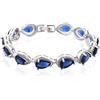 GULICX-larme, braccialetto da donna, catena, argento, con Swarovski, stile alla moda, 18,5 cm, placcato oro bianco, bijoux romantico, rame, colore: blu, cod. L174b