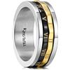 King Will 8mm Black/Silver Brushed/Chain & Viking Runes/Greek Key/Magic Ring/Moon & Star/Viking Spinner Ring Stainless Steel Fidget Ring Anxiety Ring For Men