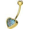 Monster Piercing 14K oro giallo massiccio set completo 6 mm acquamarina cuore CZ pietra 14 gauge banana piercing piercing piercing gioielli