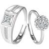 Homxi Fedi Nuziali con Incisione,Fedine Argento Coppia 925,Anello Donna Fidanzto Regolabile Rotondo con Zirconia Cubica Anelli Argento