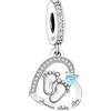 Mon & Sons Ciondolo in argento Sterling 925 con scritta Mom Sister Daughter Runner Dad Bradipo Gufo, Crocifisso, Crocifisso, Fede, Gesù, Oro rosa, Cuore, Cristallo, compatibile con braccialetti Pandora Moments