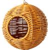 Generic Casetta per uccelli per gabbia, rifugio per fringuelli in finto rattan, 14 x 15 cm, capanna per animali intrecciati, scatola per canarini, rifugio per gabbia di conuro, design decorativo naturale, per