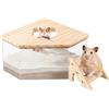 Generic Habitat per piccoli animali, contenitore per toelettatura per animali domestici, scatola di toelettatura trasparente per criceti, servizi igienici da bagno di sabbia per criceto con design trasparente