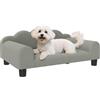PawHut Divano per Cani Piccoli Morbido in Legno, 66x42x28.5 cm, Grigio