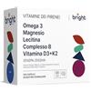 Bright Naturo Complesso di Vitamina B + Omega-3 + Vitamina D3 K2 + Magnesio Chelato + Lecitina - Set unico di vitamine | 28 Bustine Giornaliere