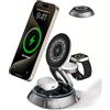 Kuulaa Mag-Safe - Stazione di ricarica wireless 3 in 1, per Apple iPhone 15, 14, 13, 12, Pro e Apple Watch 9, 8, 7, 6, SE 5, 4, 3, 2, Air Pods Pro (grigio)