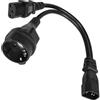 MejaRizon Spina IEC 14 su presa IEC 13 e presa Euro CEE7/7, 0,3 m, cavo per dispositivi freddi, prolunga C14 a C13 + cavo di alimentazione splitter Schuko-Y, adatto per data center, PDU