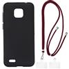Shantime Custodia e Tracolla Compatibile con Ulefone Note 7 Cover per Telefono e Cinturino da Collo Regolabile con Fibbie in Metallo e 2 Patch(Nero + Rosso)