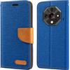 Shantime Custodia Portafoglio Flip in Tessuto Oxford Compatibile con Ulefone Armor X16, Cover Protettiva Magnetica con Slot Carte e Supporto(Blu)
