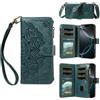Ymyhyuxi Custodia a portafoglio in pelle per Samsung Galaxy A32 4G, mandala goffrato, tasca con cerniera, scomparti multipli per schede, tracolla
