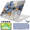 Teryeefi Custodia per MacBook Neo 13 A3404 2026 Release (chip A18 Pro), cover rigida protettiva slim fit, copertura per tastiera, adattatore di tipo C e pellicola protettiva, motivo floreale astratto