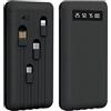 Hicyzoe Power Bank 26800mAh Powerbank con 4 Cavi Integrati,22.5W ricarica rapida, Caricatore Portatile USB C Batteria Esterna Display LED & Staffa con 4 Uscite e 2 Ingressi, Compatibile con iPhone Samsung