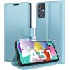 Eirltiy Cover per Samsung Galaxy A51 Portafoglio Pelle PU Premium, Custodia Scomparti Carte Antiurto Protettiva Case con 1 Vetro Temperato, Blu