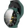 GIOPUEY Cover Compatibile con Huawei Watch GT 6 PRO, [2 Pezzi] Pellicola Protettiva Vetro + Cornice in Plastica Rigida Custodia - Green+Green
