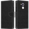 Shantime Custodia Portafoglio in Pelle Compatibile con Huawei Honor 6A Pro, Cover Colorata Flip con Portacarte, Chiusura Magnetica Protettiva(Nero)