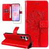 Dcjlbo Cover per Samsung Galaxy A37 5G Custodia Antiurto-Rosso | Portafoglio con Pellicola Vetro Temperato Porta Carte Disegni Supporto,Leggera a Libro Pelle Flip,Antiscivolo Libretto Case