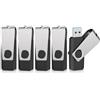 Vansuny Confezione da 5 chiavette USB 3.0 da 16 GB con coperchio metallico rotante a 360° per laptop/PC (nero)
