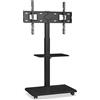 XTRARM Delphos - Supporto mobile per TV con ripiano, per TV da 45 kg, dimensioni VESA, altezza regolabile fino a circa 130 cm, colore: Nero