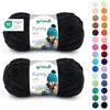 120 Gründl Funny Uni - filato ciniglia morbido e spesso - lana ciniglia per uncinetto e maglia - - coperte e accessori - 100% poliestere - 2 gomitoli da 100 g / 120 m - ferri n. 5-6 - Nero