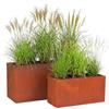 Relaxdays Fioriere, 2 Misure, Effetto ruggine, Giardino, terrazza, Balcone, rettangolari, vasi in Acciaio, Marrone