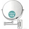 Relaxdays Specchio da Parete, ingrandimento 10x, 360° Girevole, Ø 20 cm, Metallo, Argento