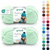 120 Gründl Funny Uni - filato ciniglia morbido e spesso - lana ciniglia per uncinetto e maglia - - coperte e accessori - 100% poliestere - 2 gomitoli da 100 g / 120 m - ferri n. 5-6 - verde pastello