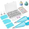 Romon Kit 35 Pezzi Sacca a Poche Blu, saccapoche con 24 beccucci, 2 sac a poche riutilizzabile TPU, anelli in silicone per decorazione di torte, biscotti, glassa e cupcake