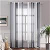 MIULEE Tende a Righe per Interni, Tende Trasparenti in Voile Tende Camera da Letto, Tenda Salotto Moderne con Anelli, Tenda a Pannello da Interno Finestra a Righe Bianche e Grigie, 2X 140x225 CM