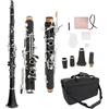 WUQIMUSC Clarinetto Professionale in Ebanite con Chiavi Nichelate, Accessori per Canne, Suono Gradevole, Custodia Resistente (ekey-clarinet)