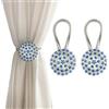 FOZUBOYO Fermagli magnetici per tende, confezione da 2 fermatenda con strass scintillanti, con filo a molla ad alta elasticità, per decorare la casa e l'ufficio (blu reale)