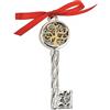 Albalù Chiave Porta Fortuna in Resina Argentata Altezza 10 cm Con Albero della vita dorato e Fiocchetto Rosso e Scatola Regalo Inclusi Idea Regalo e Bomboniera Made in Italy