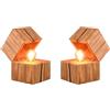 meineWunschleuchte Set di 2 luci da tavolo a cubetti, altezza 16 cm, in legno naturale