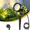 LetGlin 7W Faretti da Giardino con Picchetto, 700LM Super Luminoso Faretti LED Esterno, IP65 Lampada illuminazione per Giardino, 3000K Faretto da Esterno per Prato Cortile, Aluminio 1 Pack