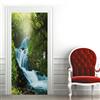 A.Monamour Adesivo Porta Autoadesiva 3D Un Flusso Di Cascata Nel Paesaggio Della Natura Della Foresta Vinile PVC Adesivi per Porte Interne Pellicola Poster Sticker Murale Parete Carta da Parati