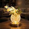 BVI BOOMERVIVI Lampada da tavolo a forma di orchidea con vaso di cristallo, lampada da scrivania senza fili, dimmerabile e ricaricabile, piccola luce notturna per camera da letto, casa, regalo romantico per ragazze