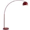 Wylolik Lampada da terra moderna ad arco rosso, lampada da terra con braccio ad arco regolabile in altezza, luce da terra regolabile con dimmer a 3 colori e interruttore a pulsante, lampada da terra