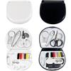 KEQAR Premium Mini Set da Cucito - Ago e Filo per Cucire, Ideale per Viaggiatori, Adulti, Principianti, Emergenze, DIY e Casa (Nero + Bianco)