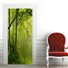 A.Monamour Adesivo Porta Autoadesiva 3D Paesaggio Della Natura Del Fondo Della Foresta Verde Vinile PVC Adesivi per Porte Interne Pellicola Adesiva Poster Sticker Murale Parete Carta da Parati