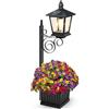Generic Lampada solare con fioriera - Lanterna solare 2 in 1 per esterni con vaso di fiori - Fioriera da esterno con luce - per giardino, patio, portico, cortile, prato, terrazza, balcone,
