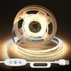 CUQI Striscia LED COB 2M, 3000K USB Bianco Caldo Striscia LED Dimmerabile per Retroilluminazione TV LED, Armadi, Specchi, Camere da Letto, Decorazioni per la Casa (640 LED/2M)