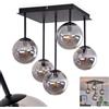 HOFSTEIN Lampada da soffitto Chehalis, lampada da soffitto in metallo/vetro nero/fumo, design retrò/vintage con ombrelli in vetro (Ø 12 cm), 5 LED G9, senza lampadina