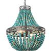 FIRVRE Bohemien Lampadario a sospensione in legno con perline e luci vintage per camera da letto e giardino