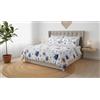 BELLA VITA O&N Parure Copripiumino Matrimoniale 100% Cotone - Set Letto 240x200 cm con 2 Federe 50x80 cm - Fantasia Floreale Double Face Elegante (Fiori blu e lilla)