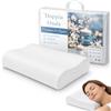HAND Cuscino Cervicale Memory Foam Ortopedico Made in Italy, Guanciale Ergonomico Doppia Onda 65x40 cm, Supporto per Dormire su Fianco e Schiena, Federa 100% Cotone Sfoderabile (Doppia Onda, Singola)